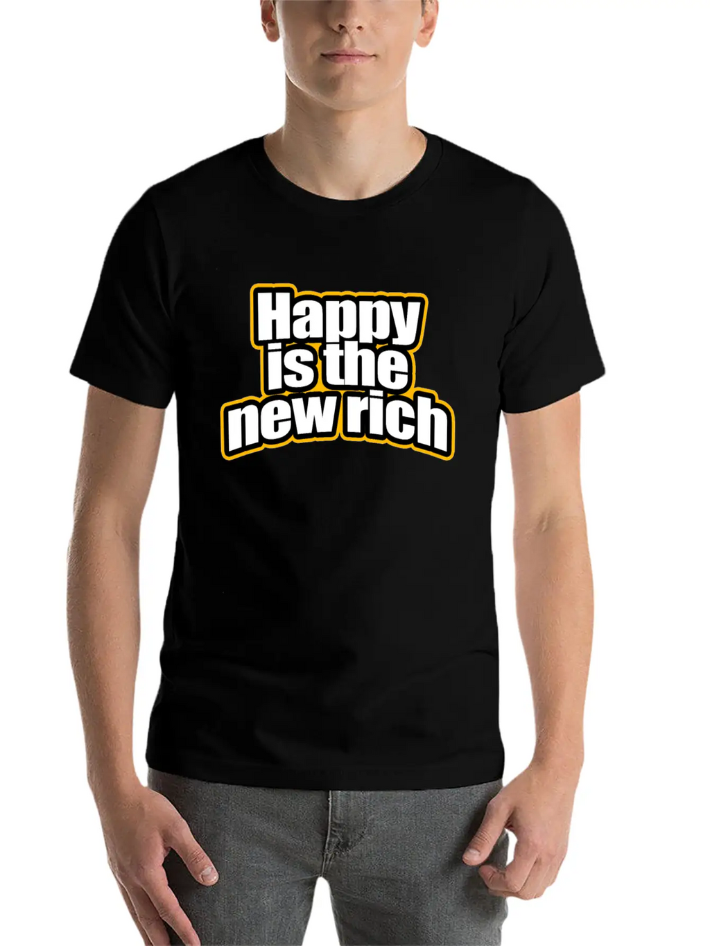 Happy Is The New Rich Happiness Life Wealth & Love Unisex Casual T-Shirt – Clean Design For Daily Comfort