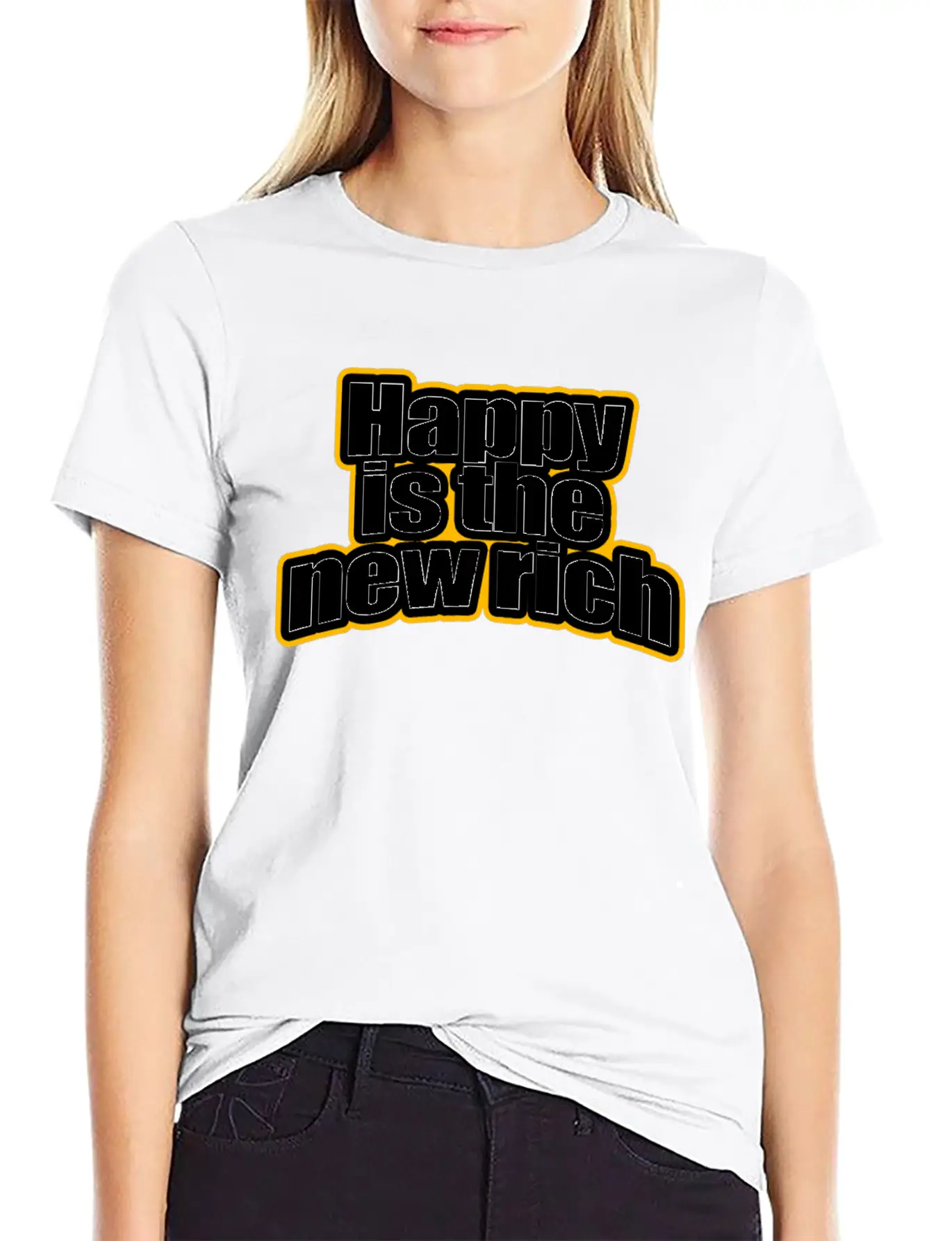 Happy Is The New Rich Happiness Life Wealth & Love Unisex Casual T-Shirt – Clean Design For Daily Comfort
