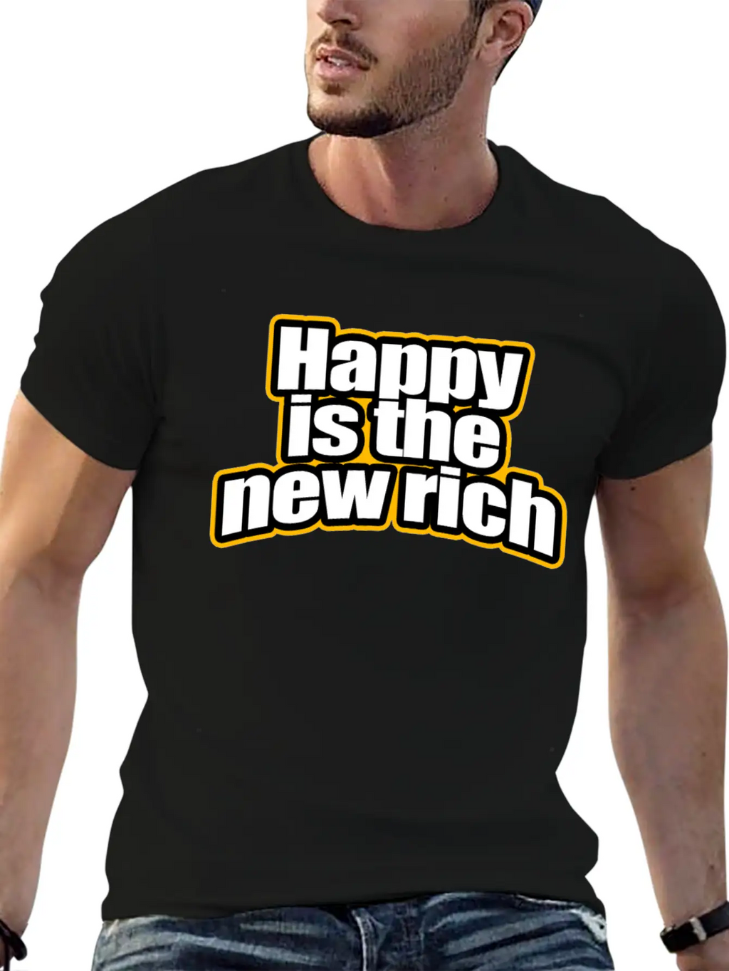 Happy Is The New Rich Happiness Life Wealth & Love Unisex Casual T-Shirt – Clean Design For Daily Comfort