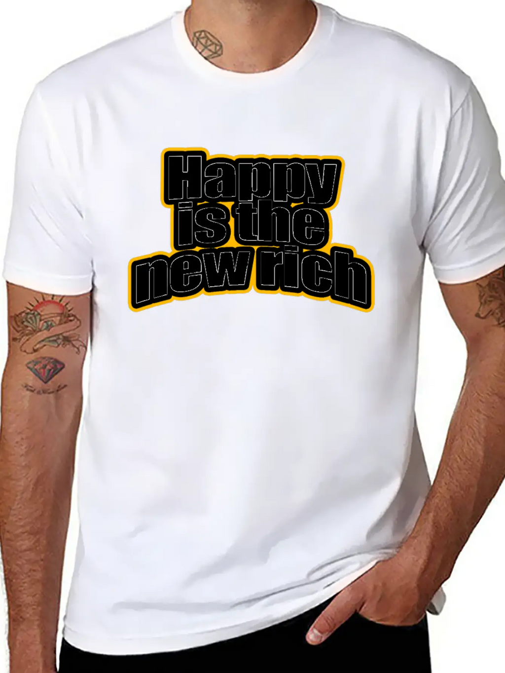 Happy Is The New Rich Happiness Life Wealth & Love Unisex Casual T-Shirt – Clean Design For Daily Comfort
