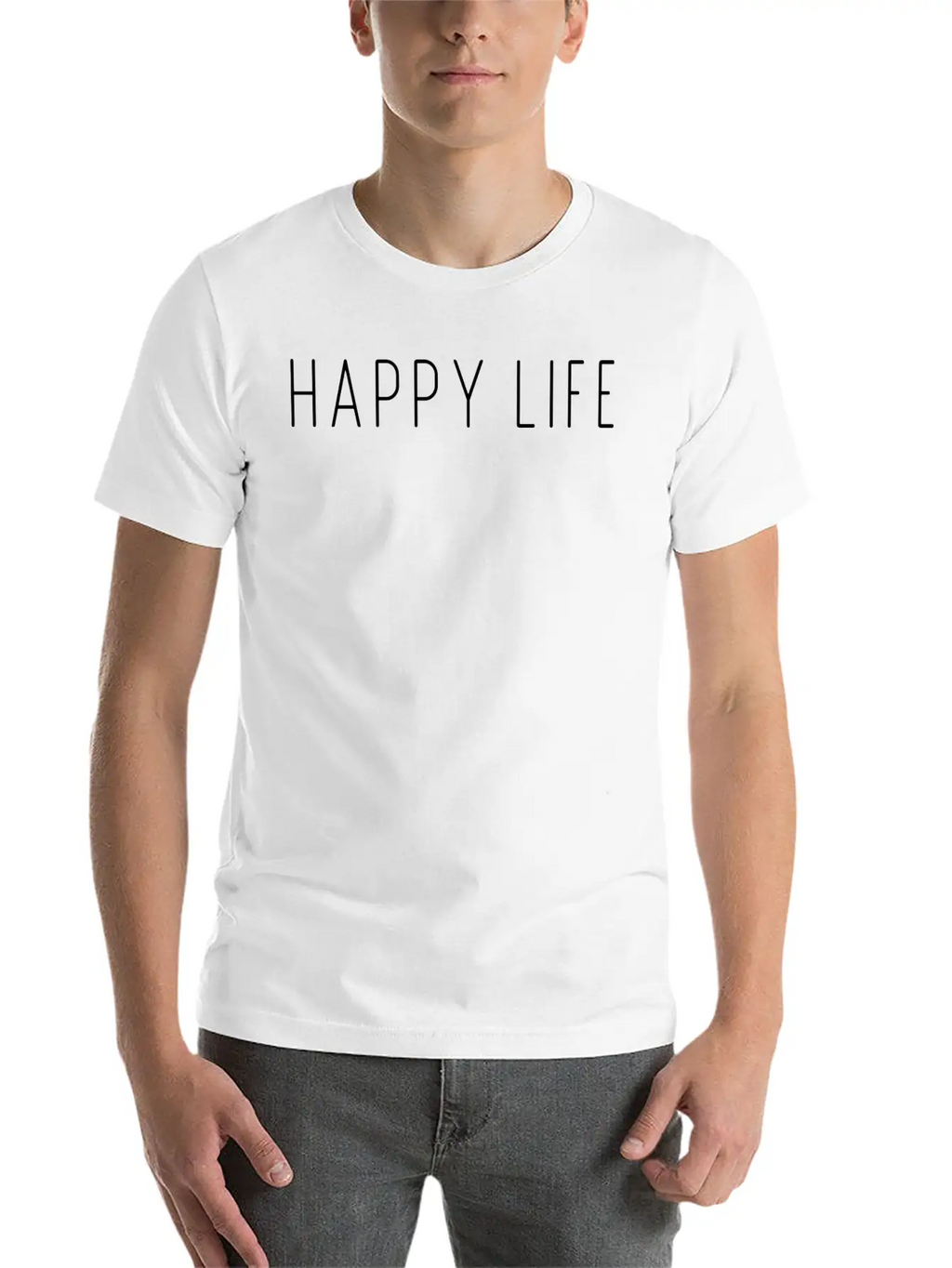 Happy Life Unisex Short Sleeve Soft Cotton T-Shirt – Casual Everyday Wear