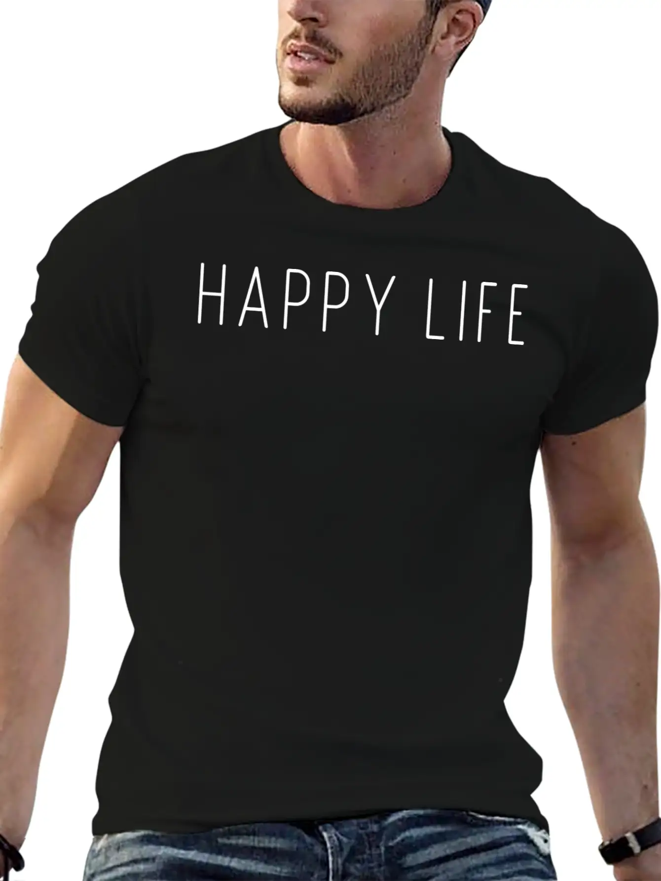 Happy Life Unisex Short Sleeve Soft Cotton T-Shirt – Casual Everyday Wear