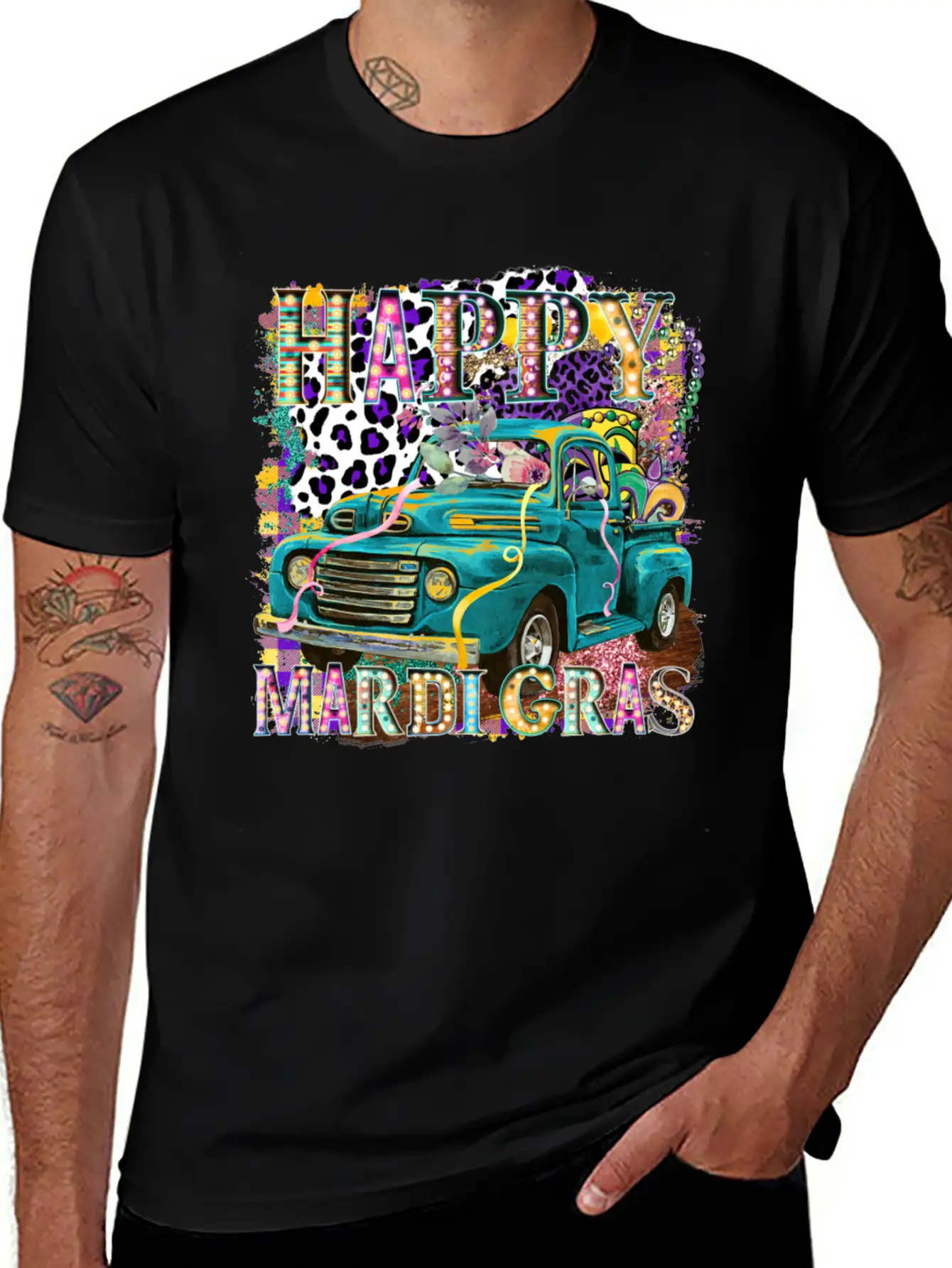 Happy Mardi Gras Truck Unisex Casual T-Shirt – Clean Design For Daily Comfort