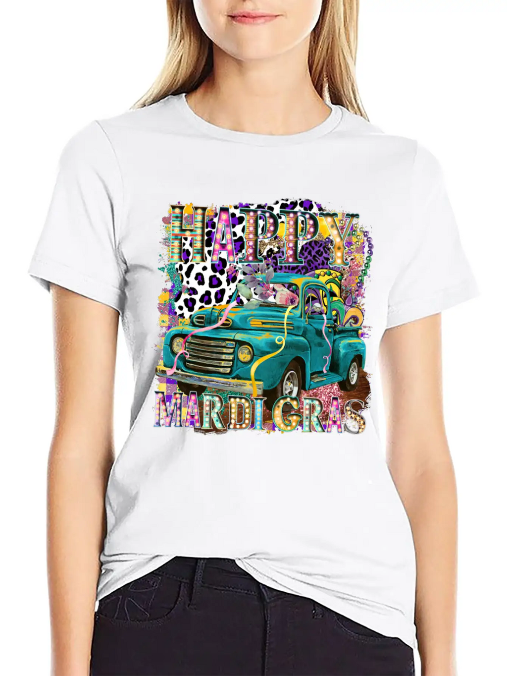 Happy Mardi Gras Truck Unisex Casual T-Shirt – Clean Design For Daily Comfort