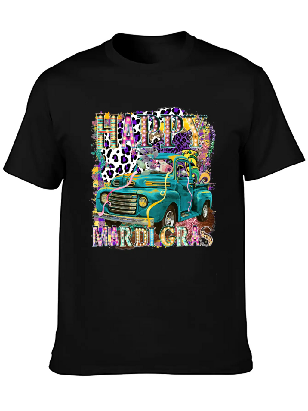 Happy Mardi Gras Truck Unisex Casual T-Shirt – Clean Design For Daily Comfort