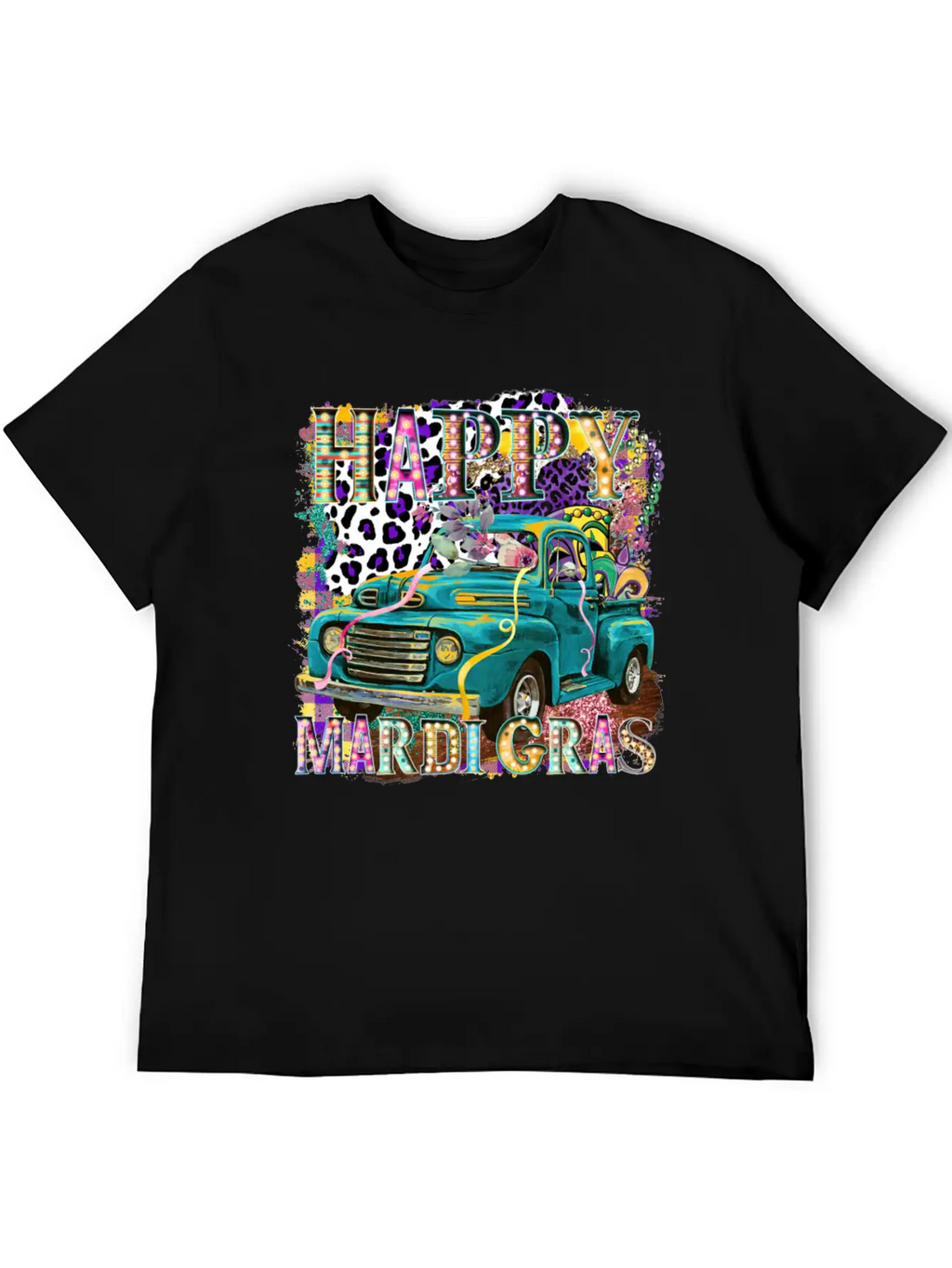 Happy Mardi Gras Truck Unisex Casual T-Shirt – Clean Design For Daily Comfort