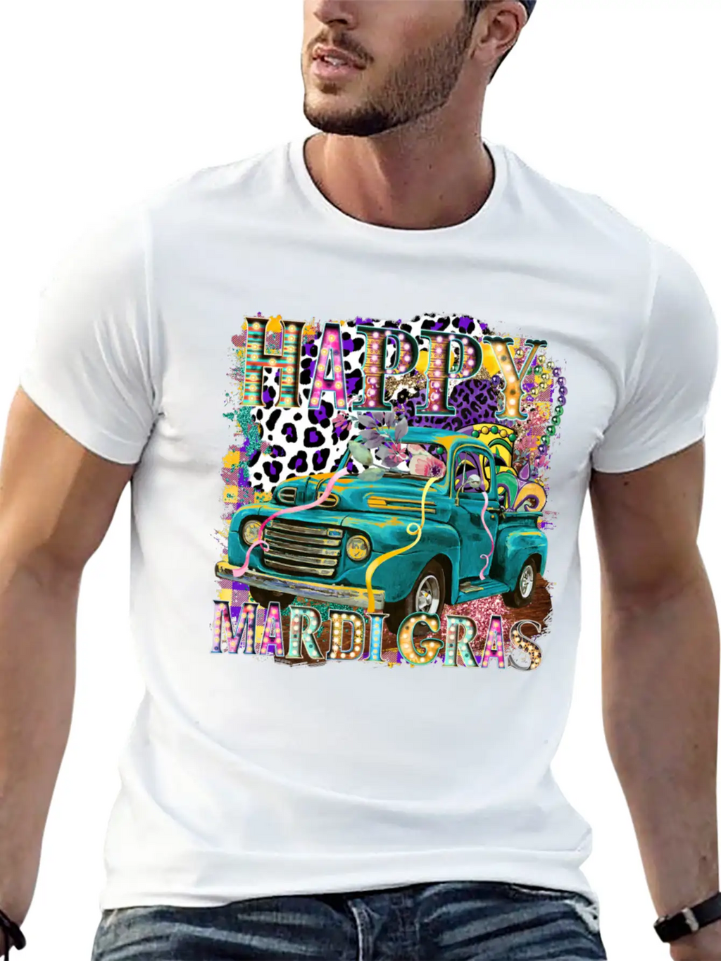Happy Mardi Gras Truck Unisex Casual T-Shirt – Clean Design For Daily Comfort