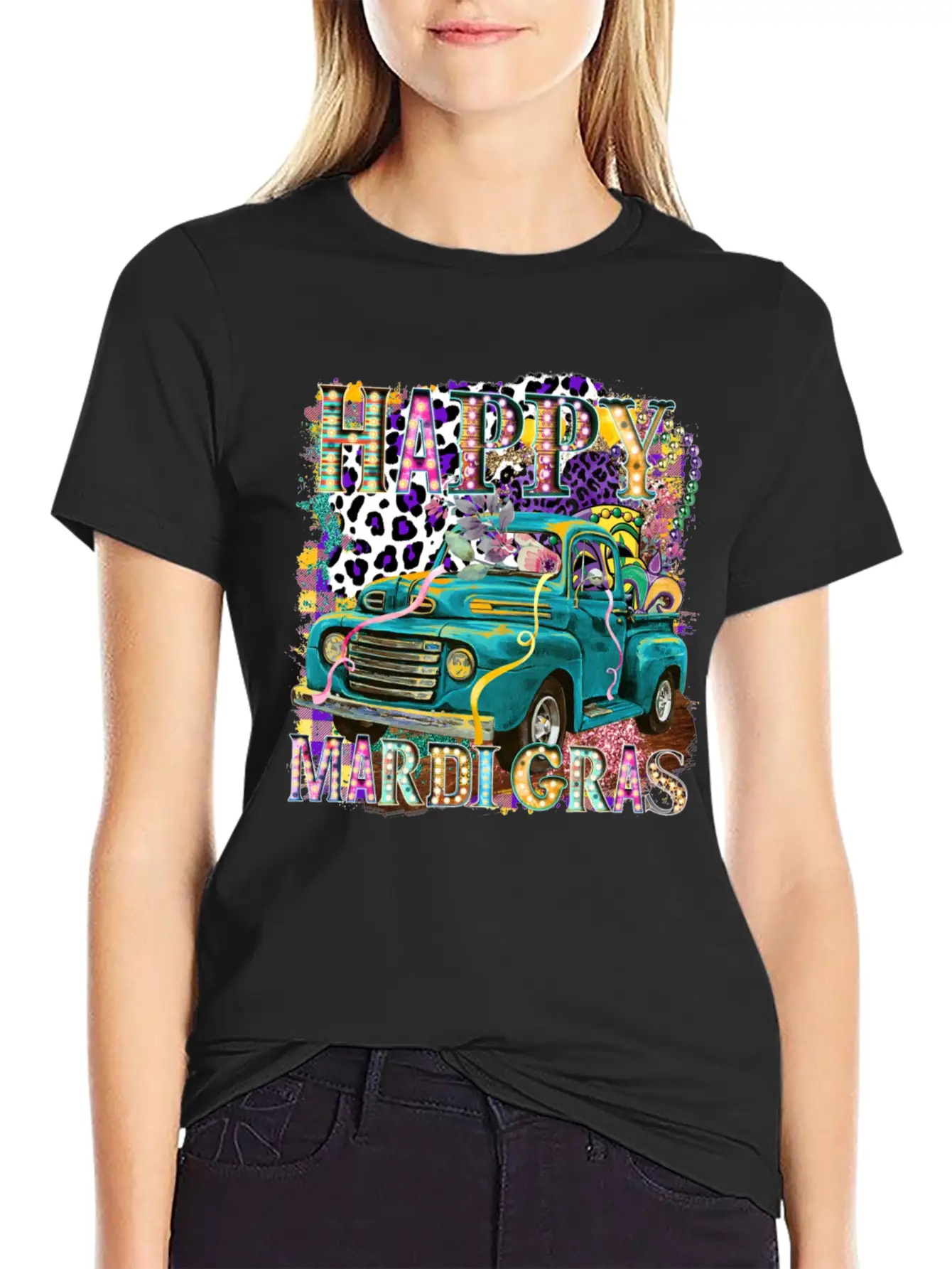 Happy Mardi Gras Truck Unisex Casual T-Shirt – Clean Design For Daily Comfort