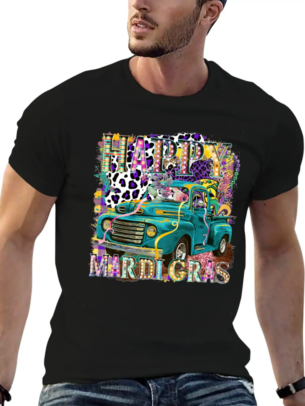 Happy Mardi Gras Truck Unisex Casual T-Shirt – Clean Design For Daily Comfort