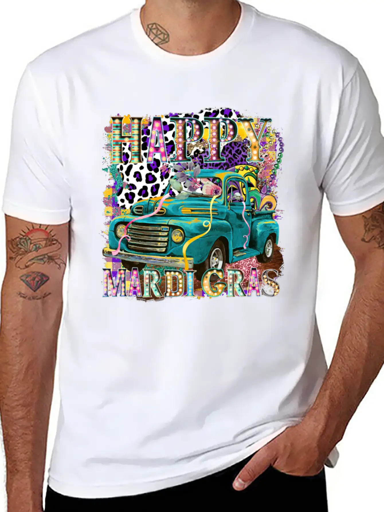 Happy Mardi Gras Truck Unisex Casual T-Shirt – Clean Design For Daily Comfort