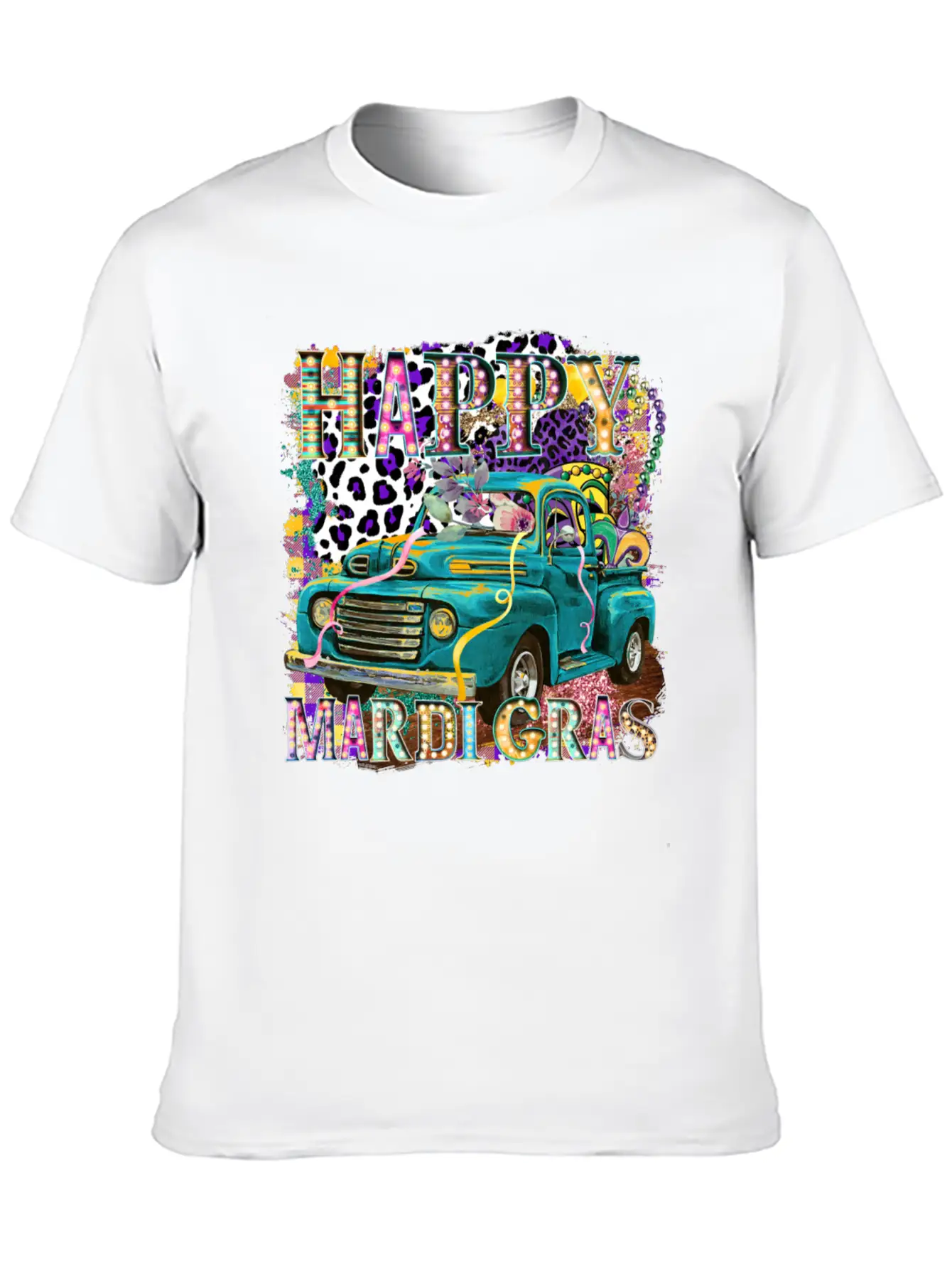 Happy Mardi Gras Truck Unisex Casual T-Shirt – Clean Design For Daily Comfort
