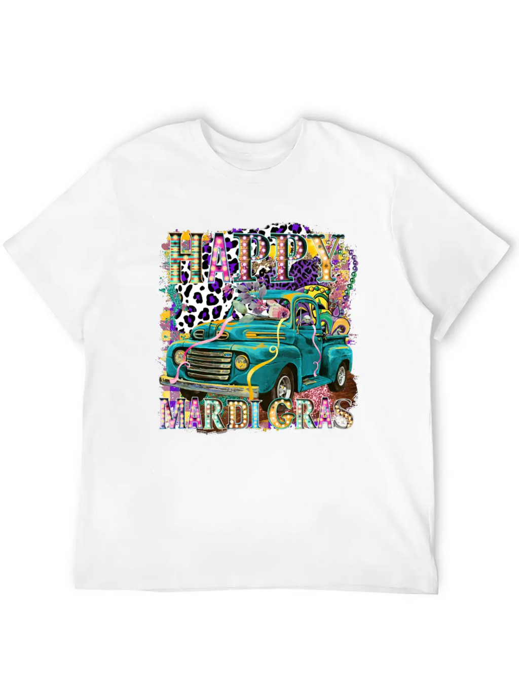 Happy Mardi Gras Truck Unisex Casual T-Shirt – Clean Design For Daily Comfort