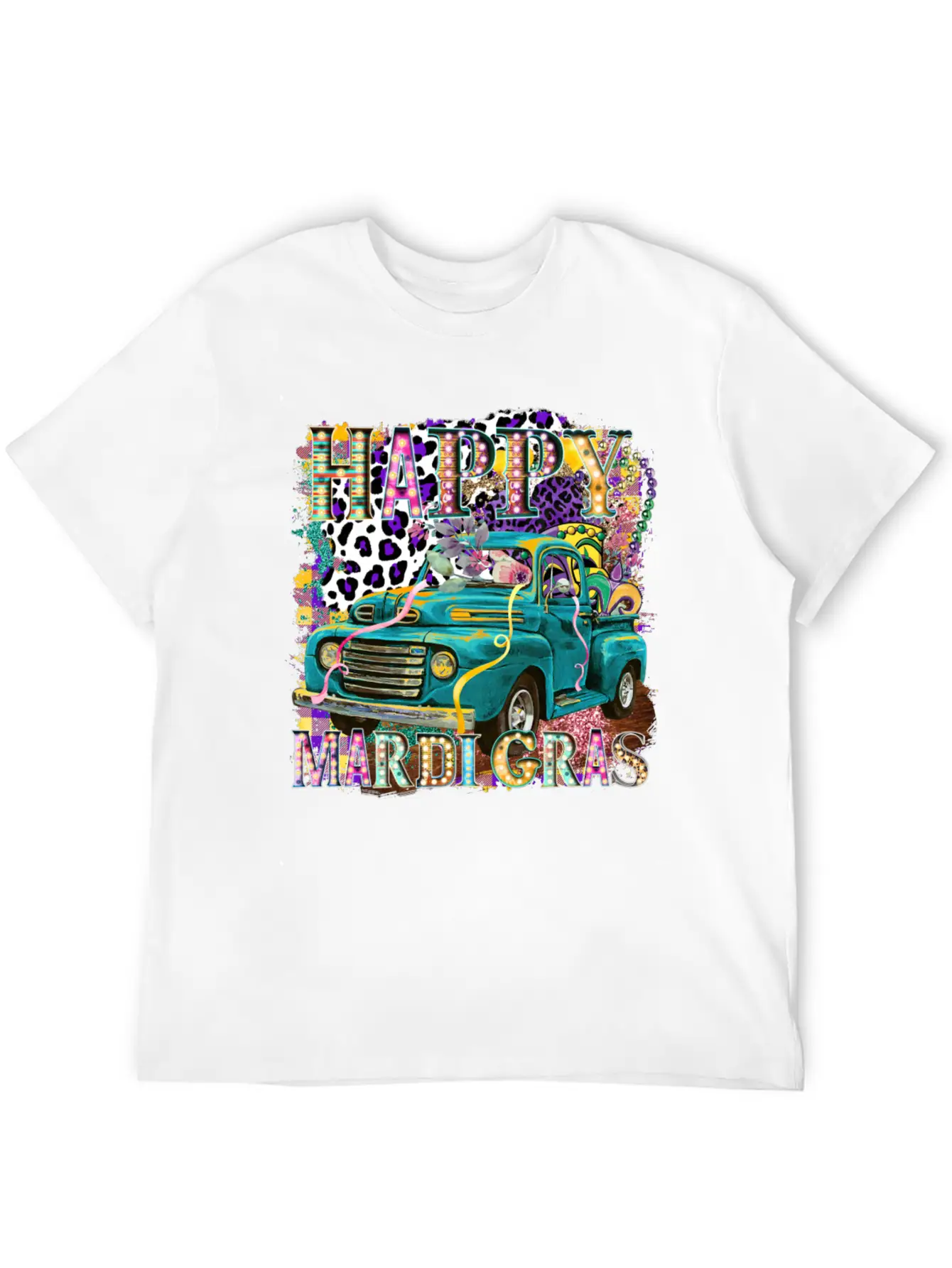 Happy Mardi Gras Truck Unisex Casual T-Shirt – Clean Design For Daily Comfort