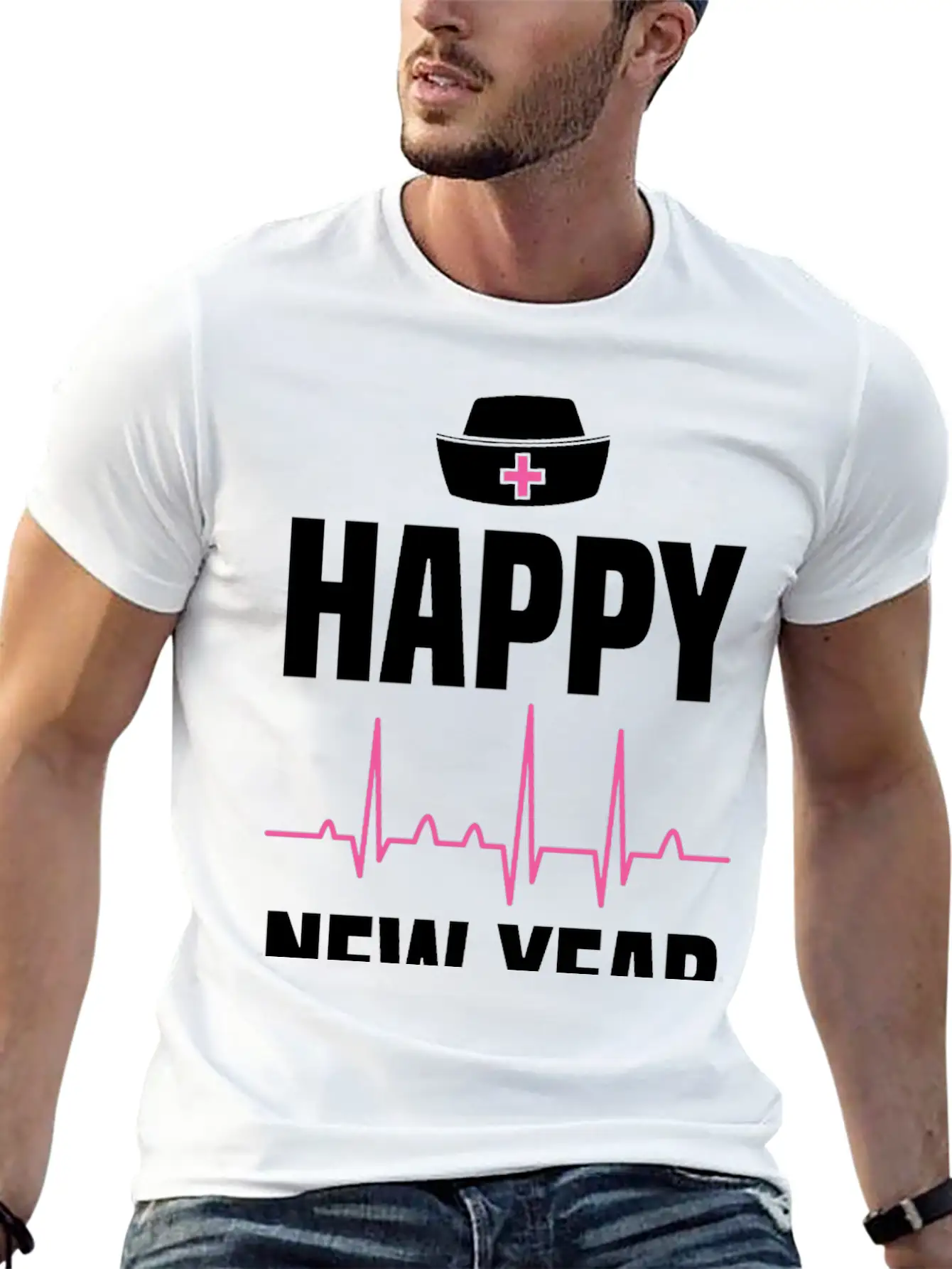 Happy New Year Nurse Crew Holiday Gift Unisex Short Sleeve Soft Cotton T-Shirt – Casual Everyday Wear