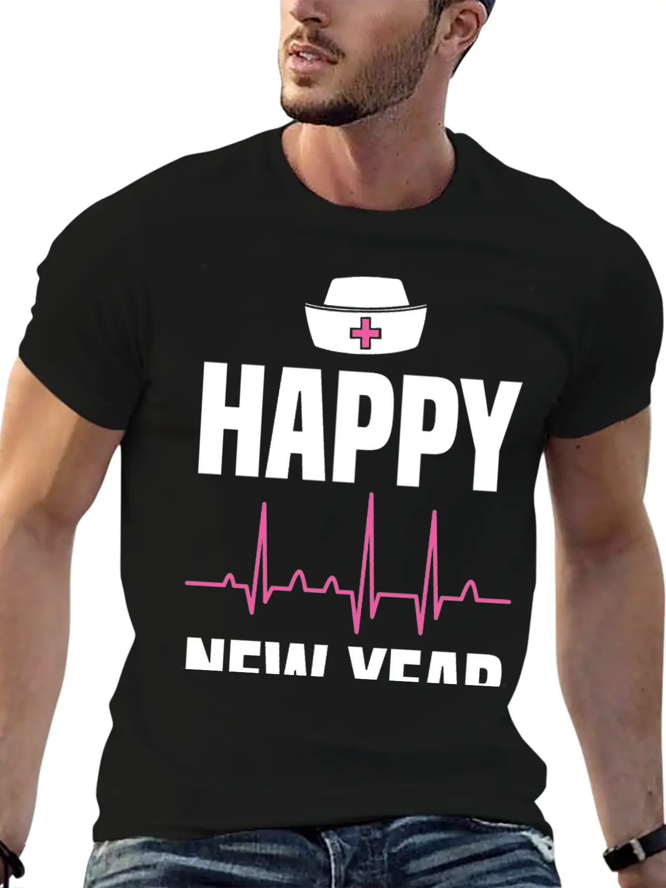 Happy New Year Nurse Crew Holiday Gift Unisex Short Sleeve Soft Cotton T-Shirt – Casual Everyday Wear