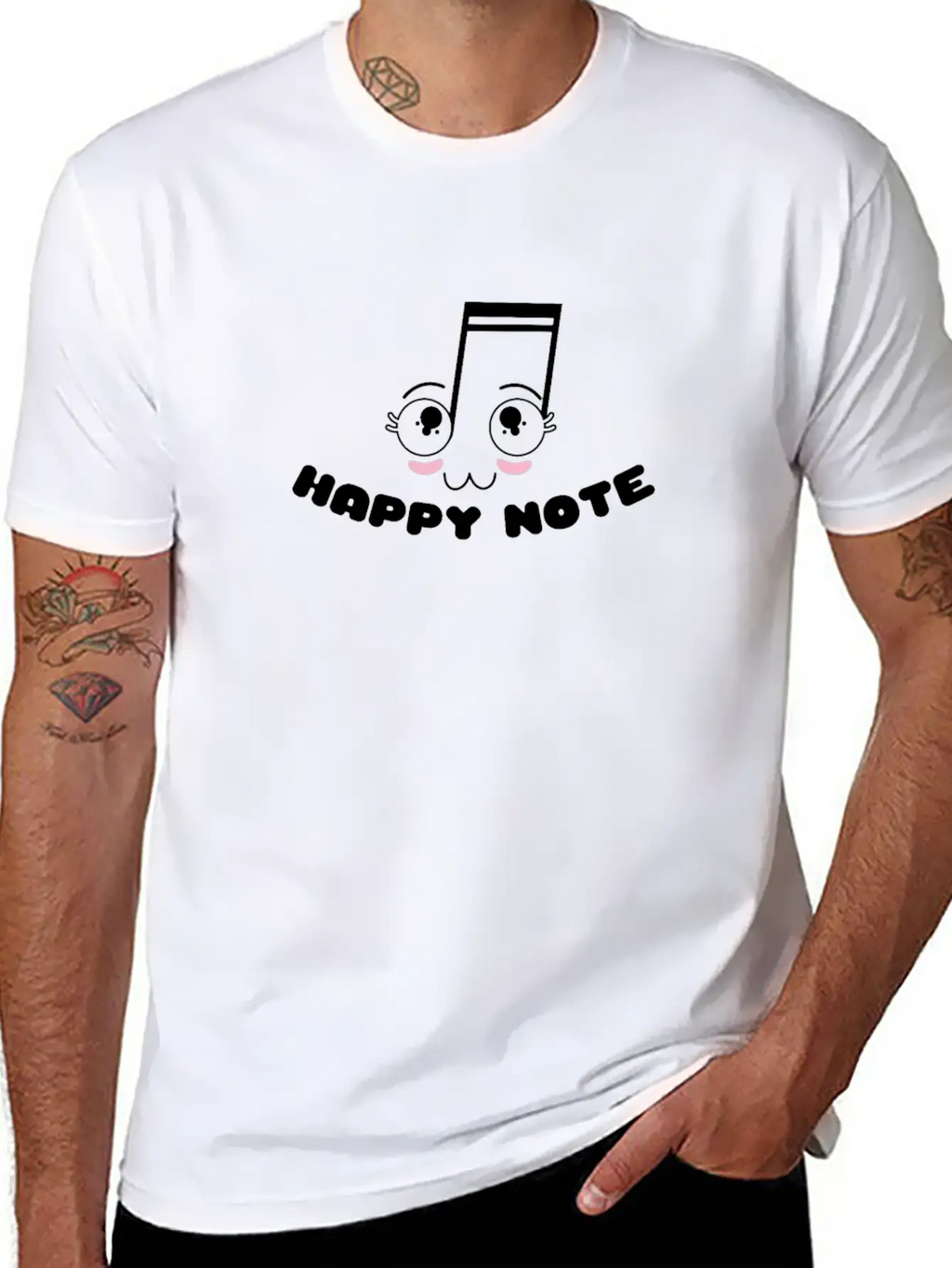 Happy Note - Fun Musical Musician Gift Unisex Casual T-Shirt – Clean Design For Daily Comfort
