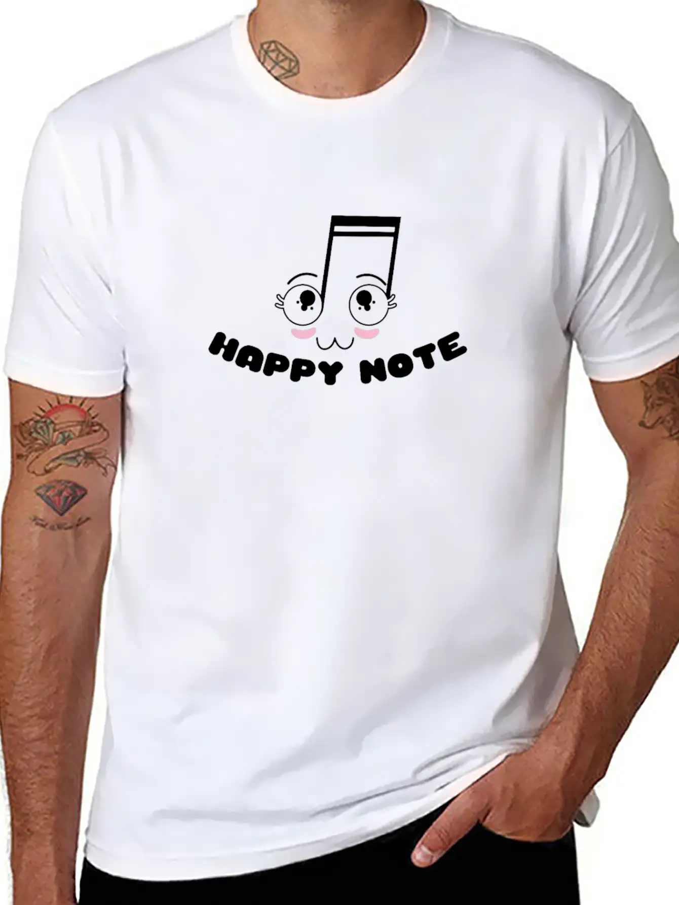 Happy Note - Fun Musical Musician Gift Unisex Casual T-Shirt – Clean Design For Daily Comfort