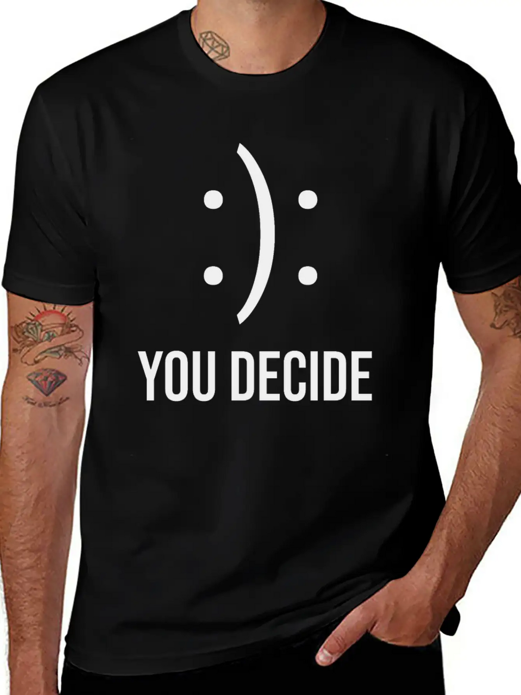 Happy Or Sad You Decide Smile Frown Gift Casual Graphic T-Shirt – Simple And Comfortable Daily Wear