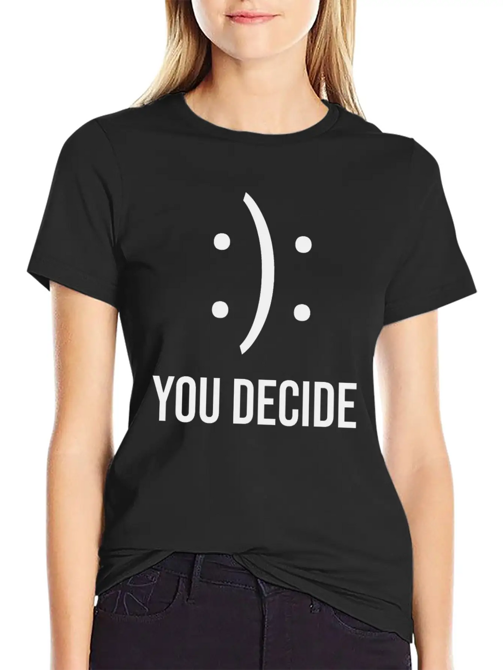 Happy Or Sad You Decide Smile Frown Gift Casual Graphic T-Shirt – Simple And Comfortable Daily Wear