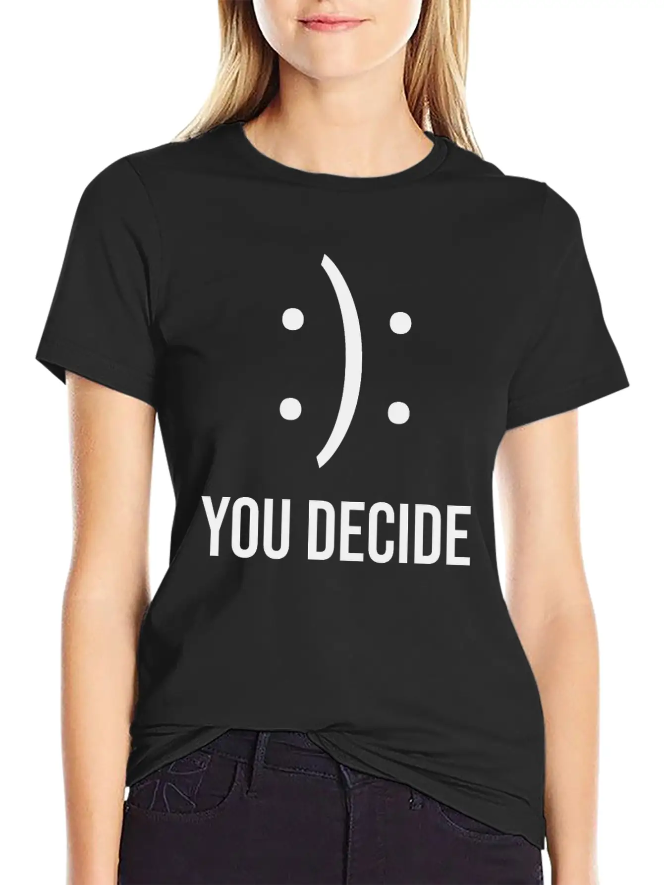 Happy Or Sad You Decide Smile Frown Gift Casual Graphic T-Shirt – Simple And Comfortable Daily Wear