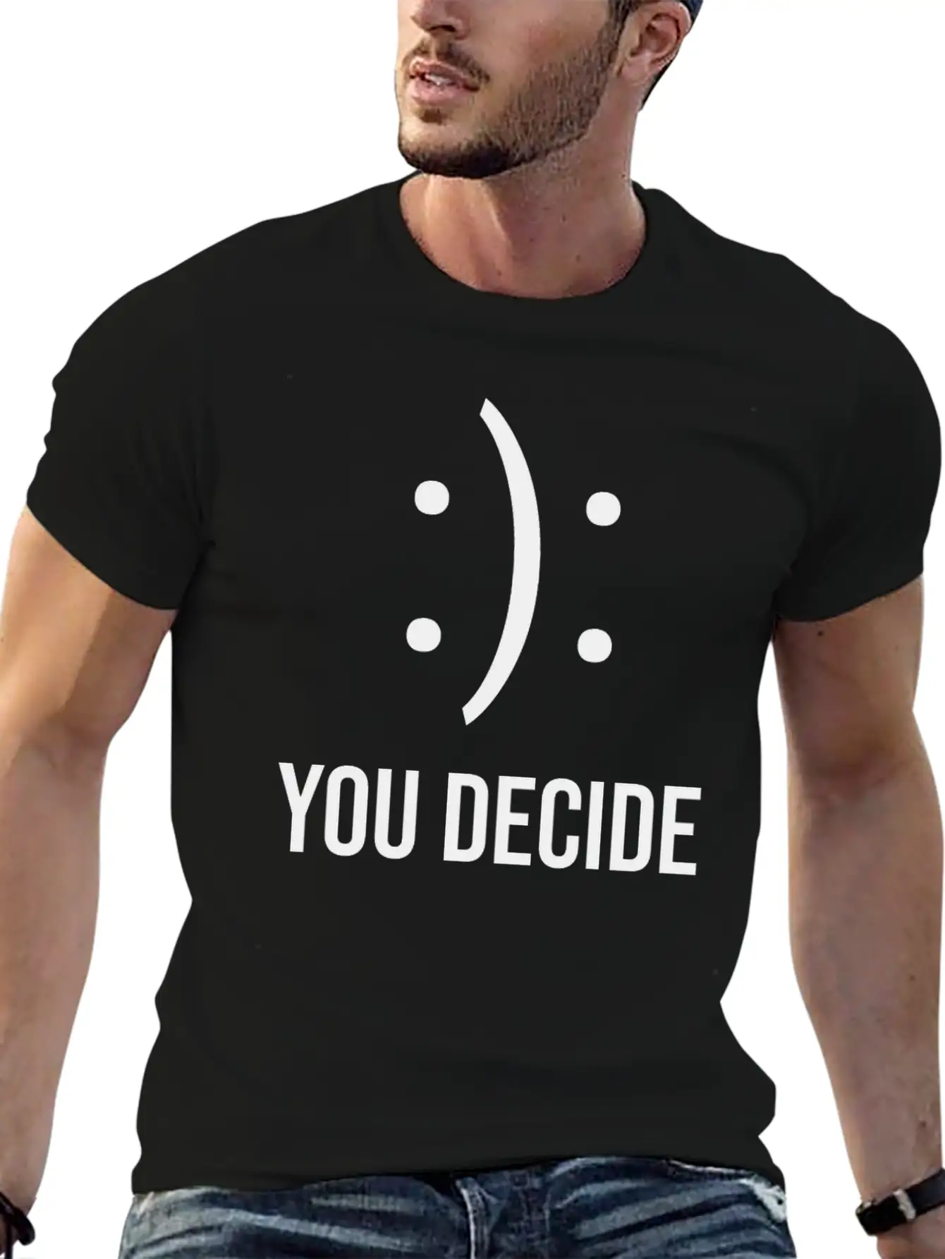Happy Or Sad You Decide Smile Frown Gift Casual Graphic T-Shirt – Simple And Comfortable Daily Wear