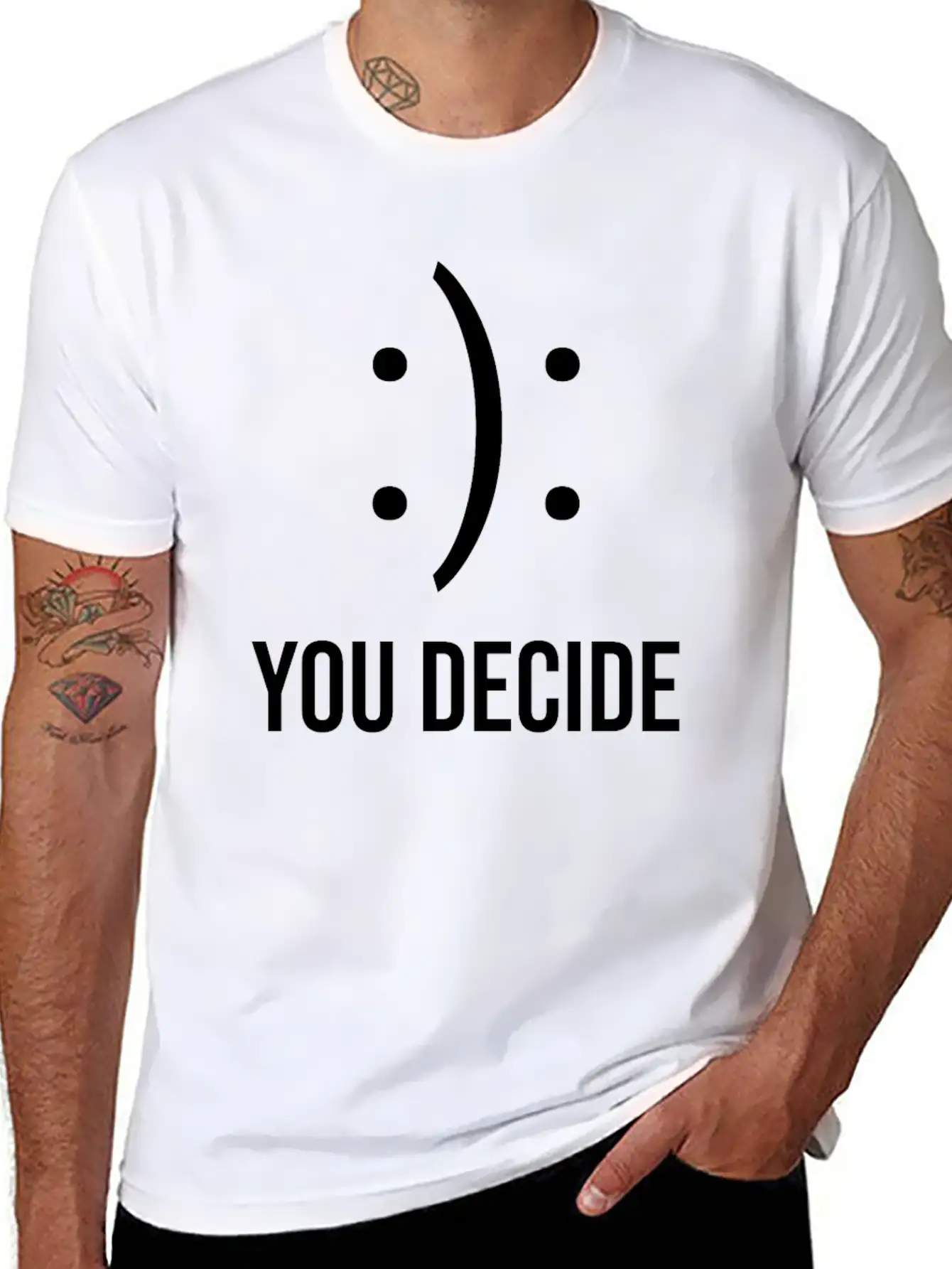 Happy Or Sad You Decide Smile Frown Gift Casual Graphic T-Shirt – Simple And Comfortable Daily Wear