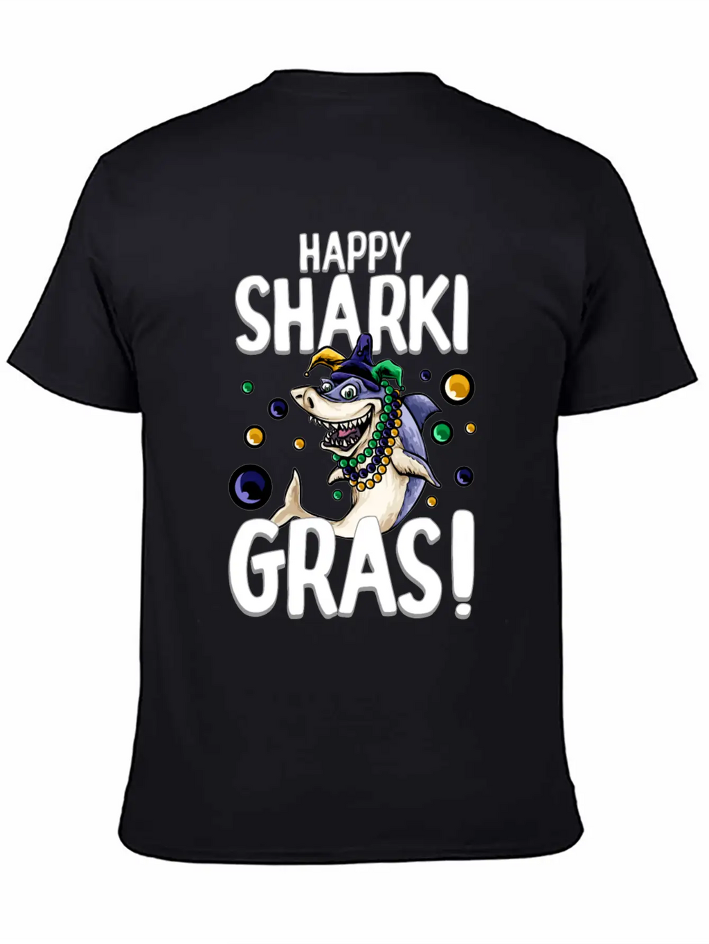 Happy Sharki Gras Unisex Short Sleeve Soft Cotton T-Shirt – Casual Everyday Wear