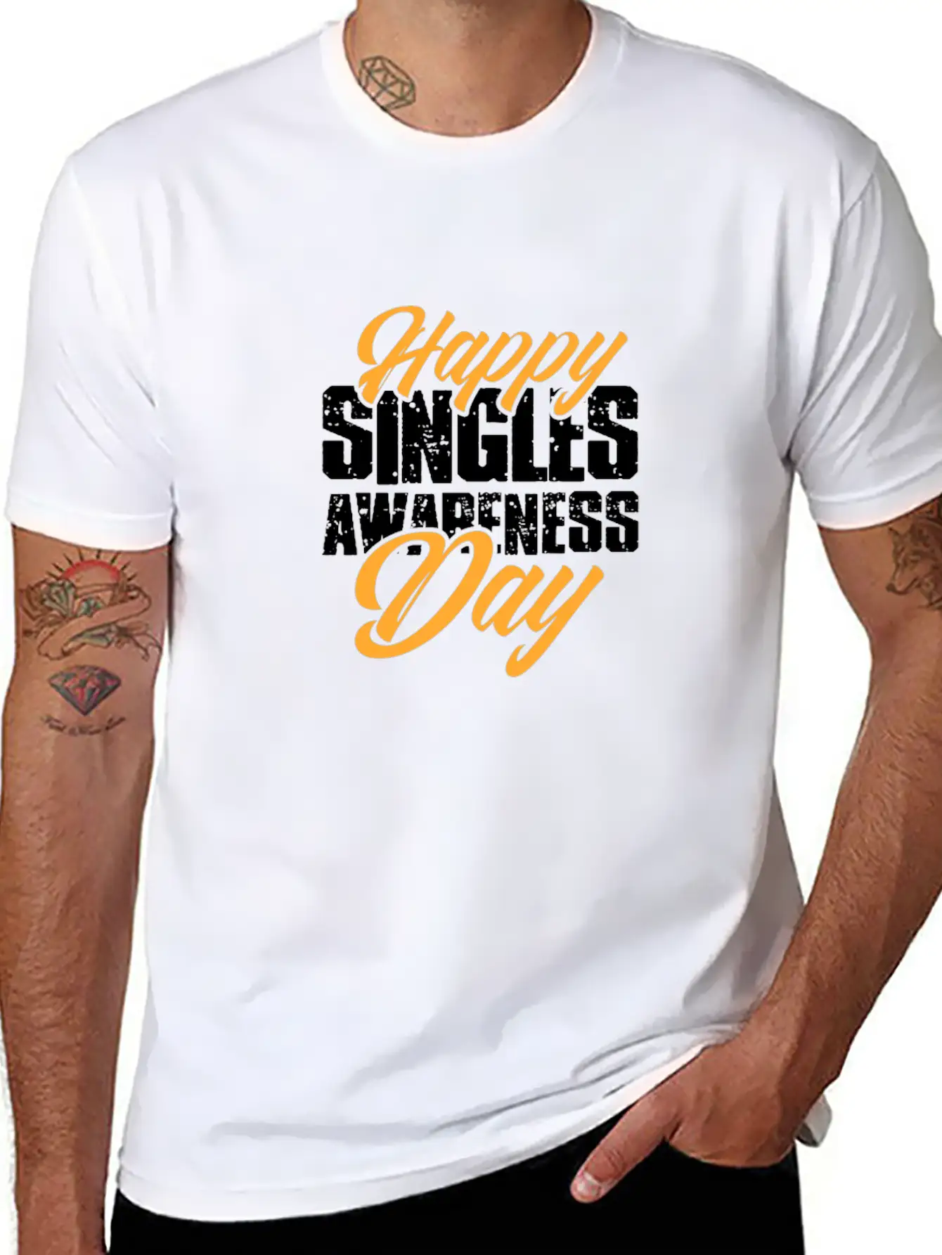 Happy Singles Awareness Day Stylish Everyday T-Shirt – Unisex Basic Cotton Tee