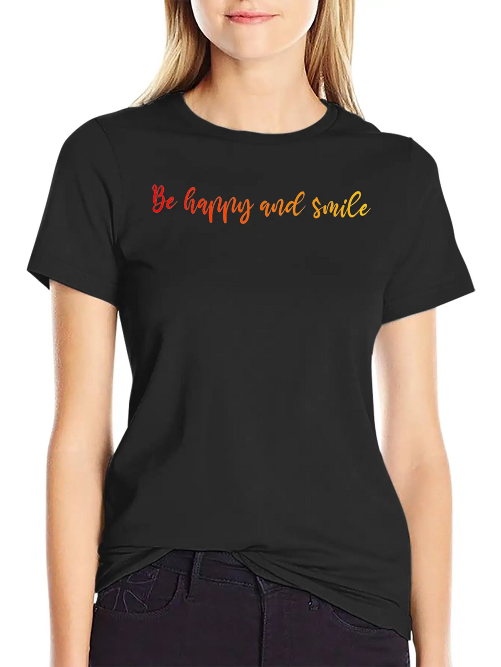 HAPPY SMILE GRADIENT RED YELLOW Casual Graphic T-Shirt – Simple And Comfortable Daily Wear