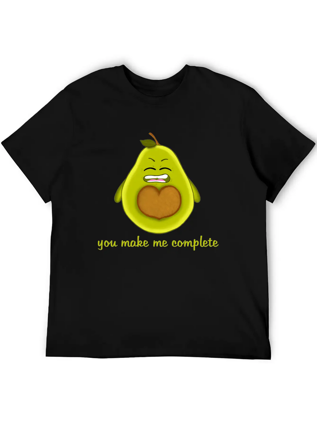 Happy Smiling Avocado With Heart-shaped Stone Casual Graphic T-Shirt – Simple And Comfortable Daily Wear
