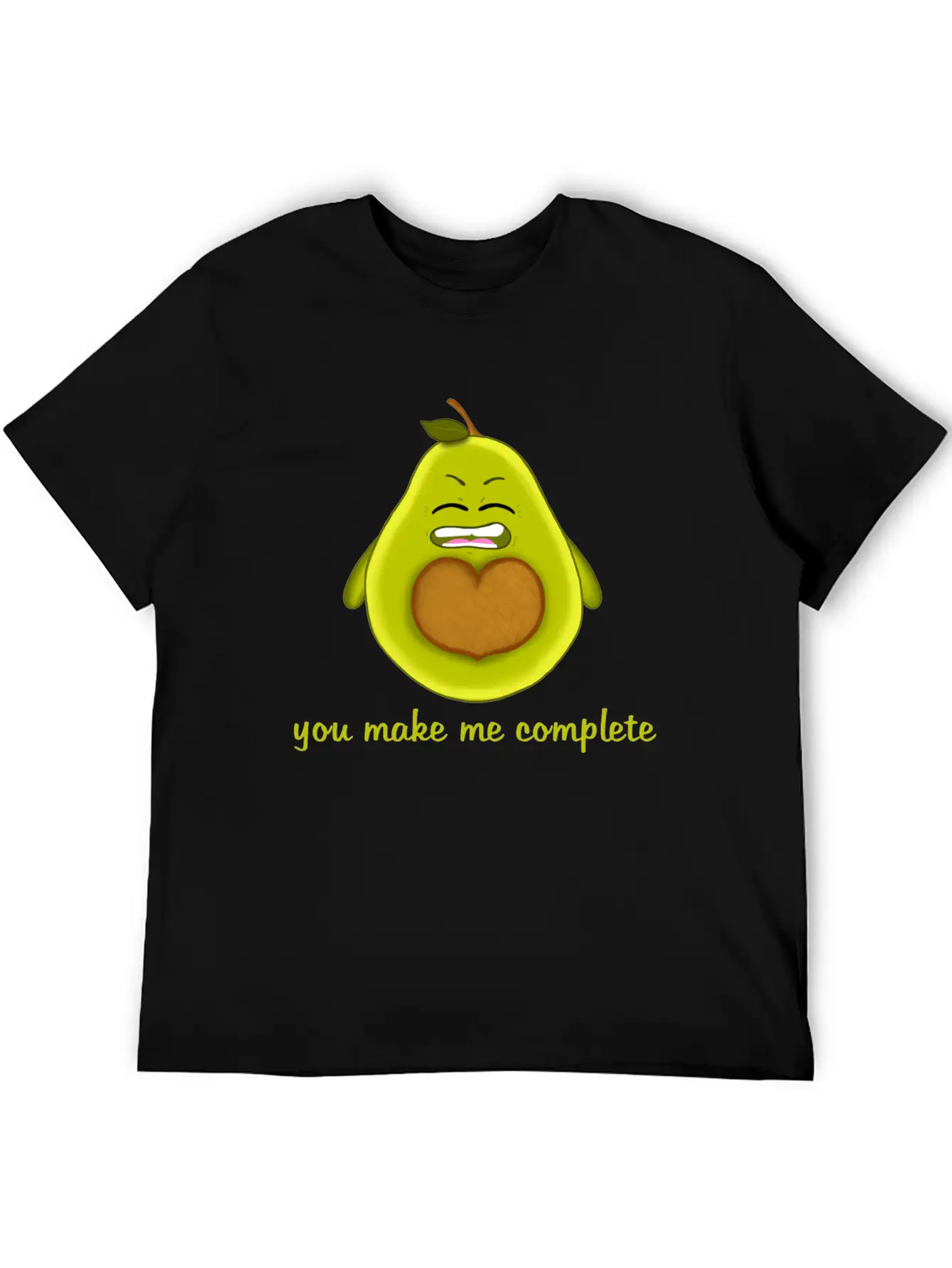 Happy Smiling Avocado With Heart-shaped Stone Casual Graphic T-Shirt – Simple And Comfortable Daily Wear