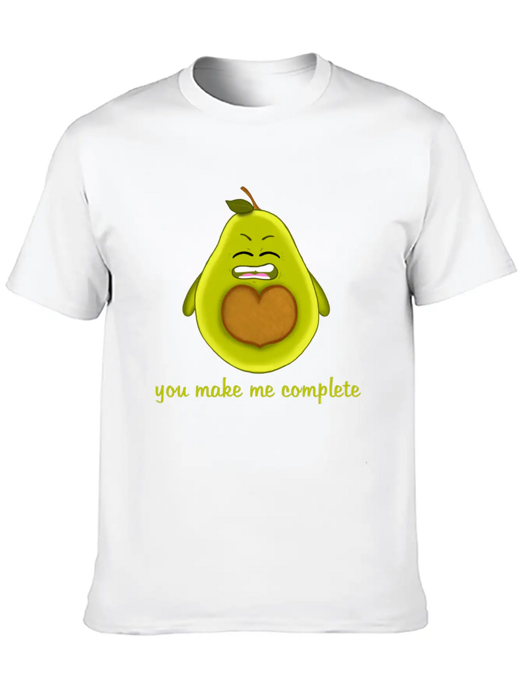 Happy Smiling Avocado With Heart-shaped Stone Casual Graphic T-Shirt – Simple And Comfortable Daily Wear
