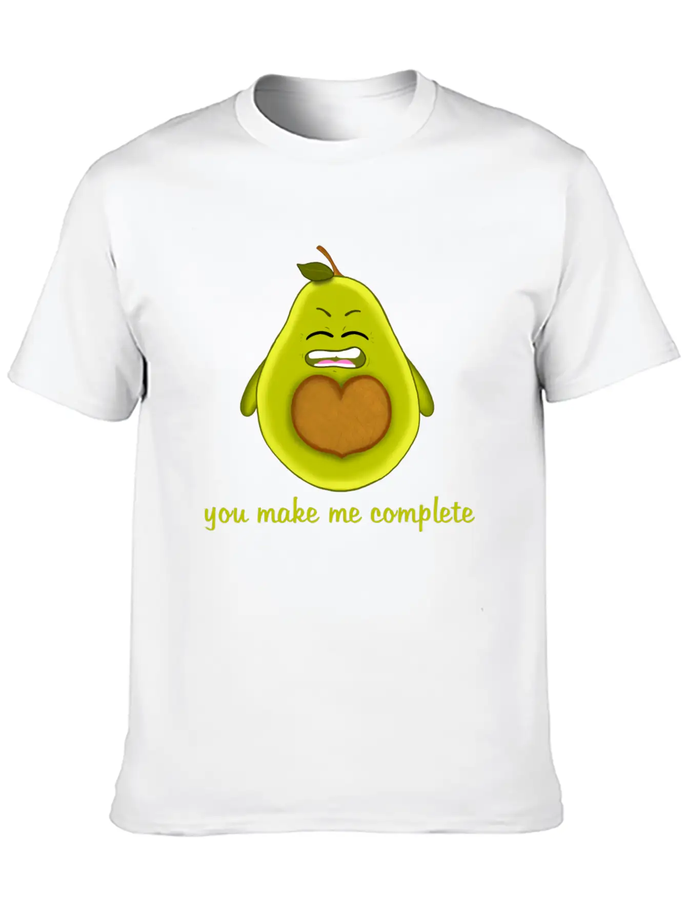 Happy Smiling Avocado With Heart-shaped Stone Casual Graphic T-Shirt – Simple And Comfortable Daily Wear