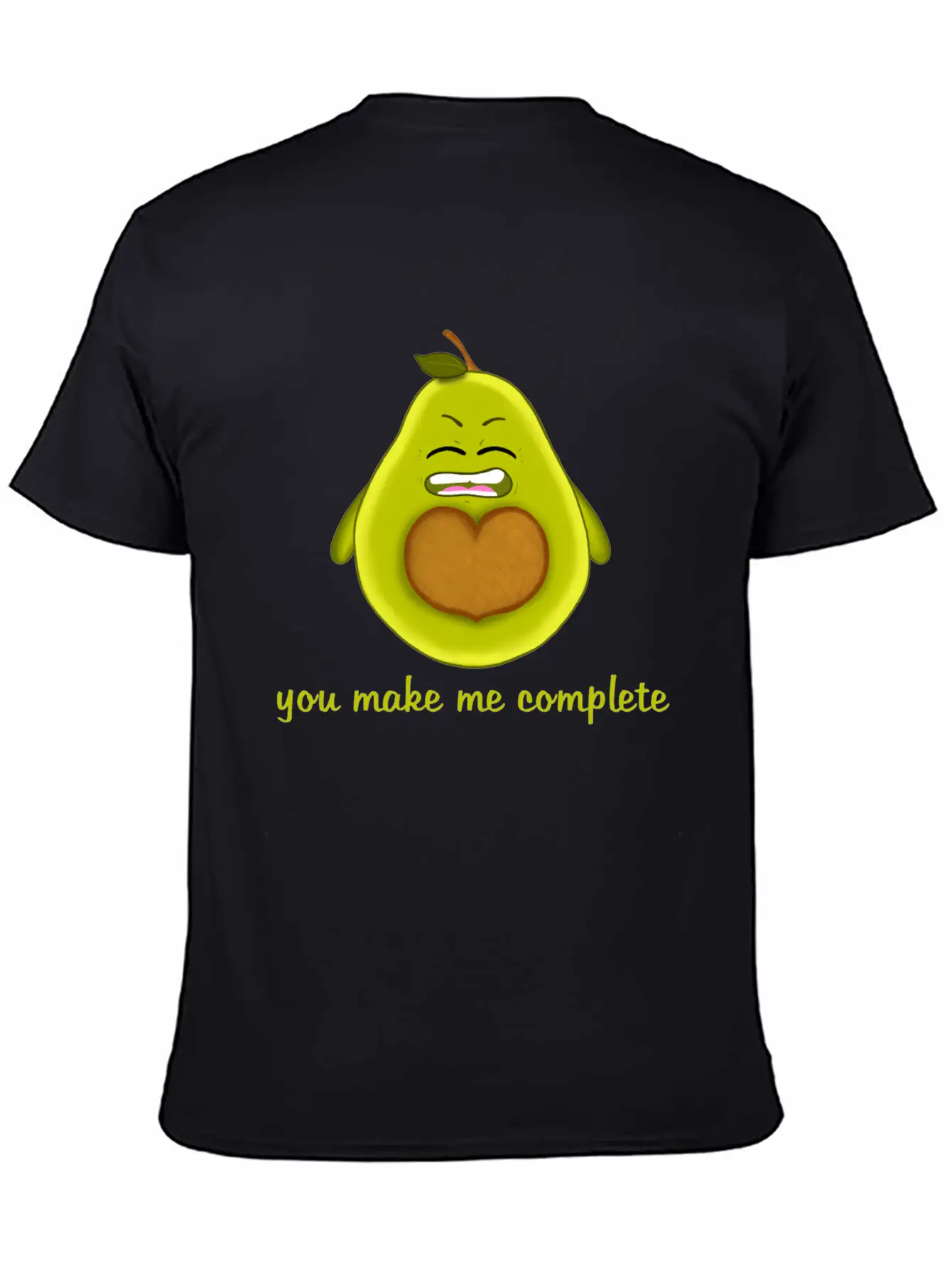 Happy Smiling Avocado With Heart-shaped Stone Casual Graphic T-Shirt – Simple And Comfortable Daily Wear