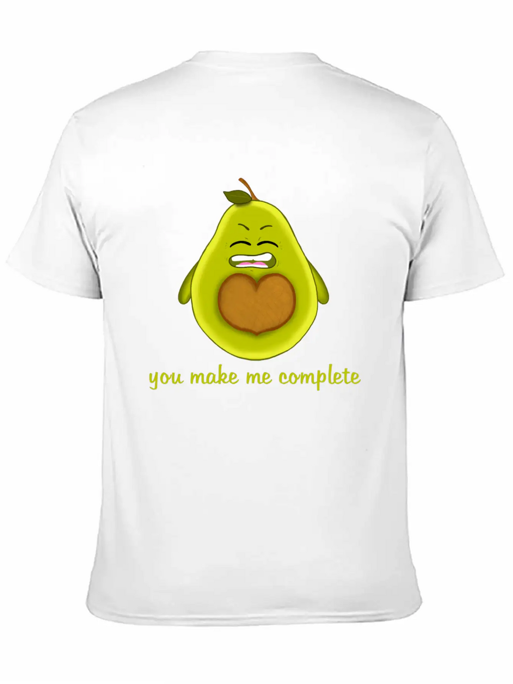 Happy Smiling Avocado With Heart-shaped Stone Casual Graphic T-Shirt – Simple And Comfortable Daily Wear