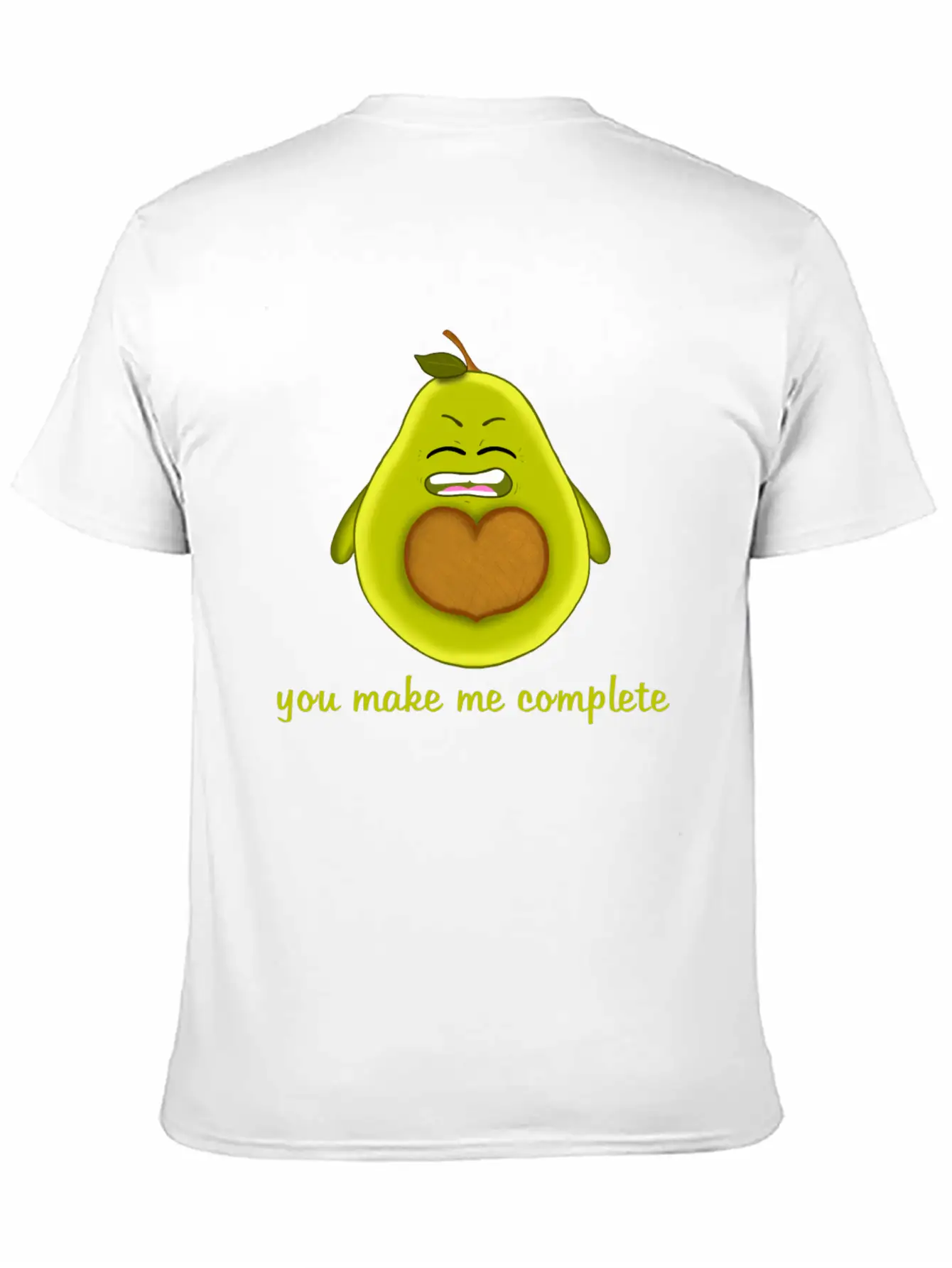 Happy Smiling Avocado With Heart-shaped Stone Casual Graphic T-Shirt – Simple And Comfortable Daily Wear