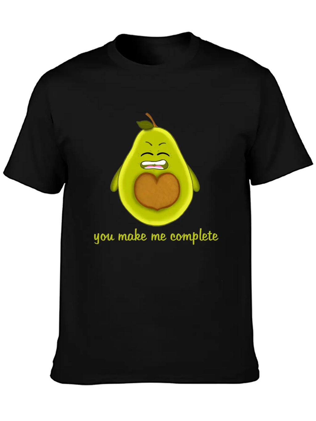 Happy Smiling Avocado With Heart-shaped Stone Casual Graphic T-Shirt – Simple And Comfortable Daily Wear