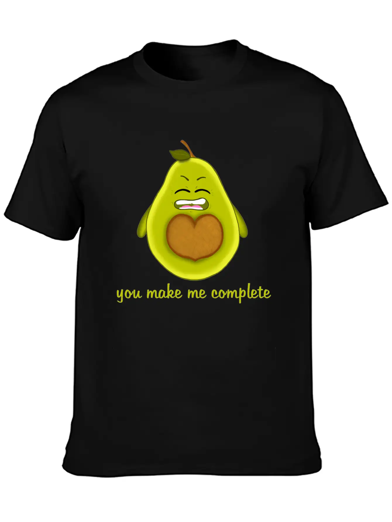Happy Smiling Avocado With Heart-shaped Stone Casual Graphic T-Shirt – Simple And Comfortable Daily Wear