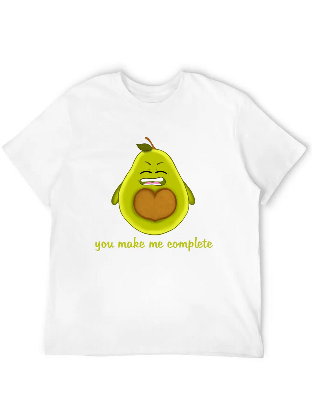 Happy Smiling Avocado With Heart-shaped Stone Casual Graphic T-Shirt – Simple And Comfortable Daily Wear