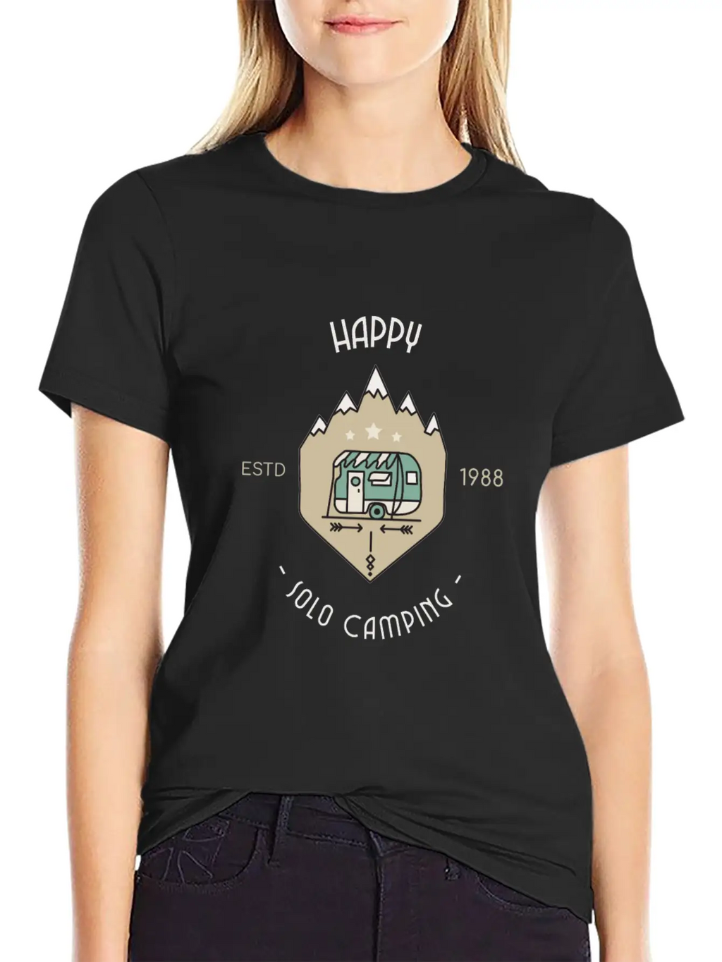 Happy Solo Camping Unisex Casual T-Shirt – Clean Design For Daily Comfort
