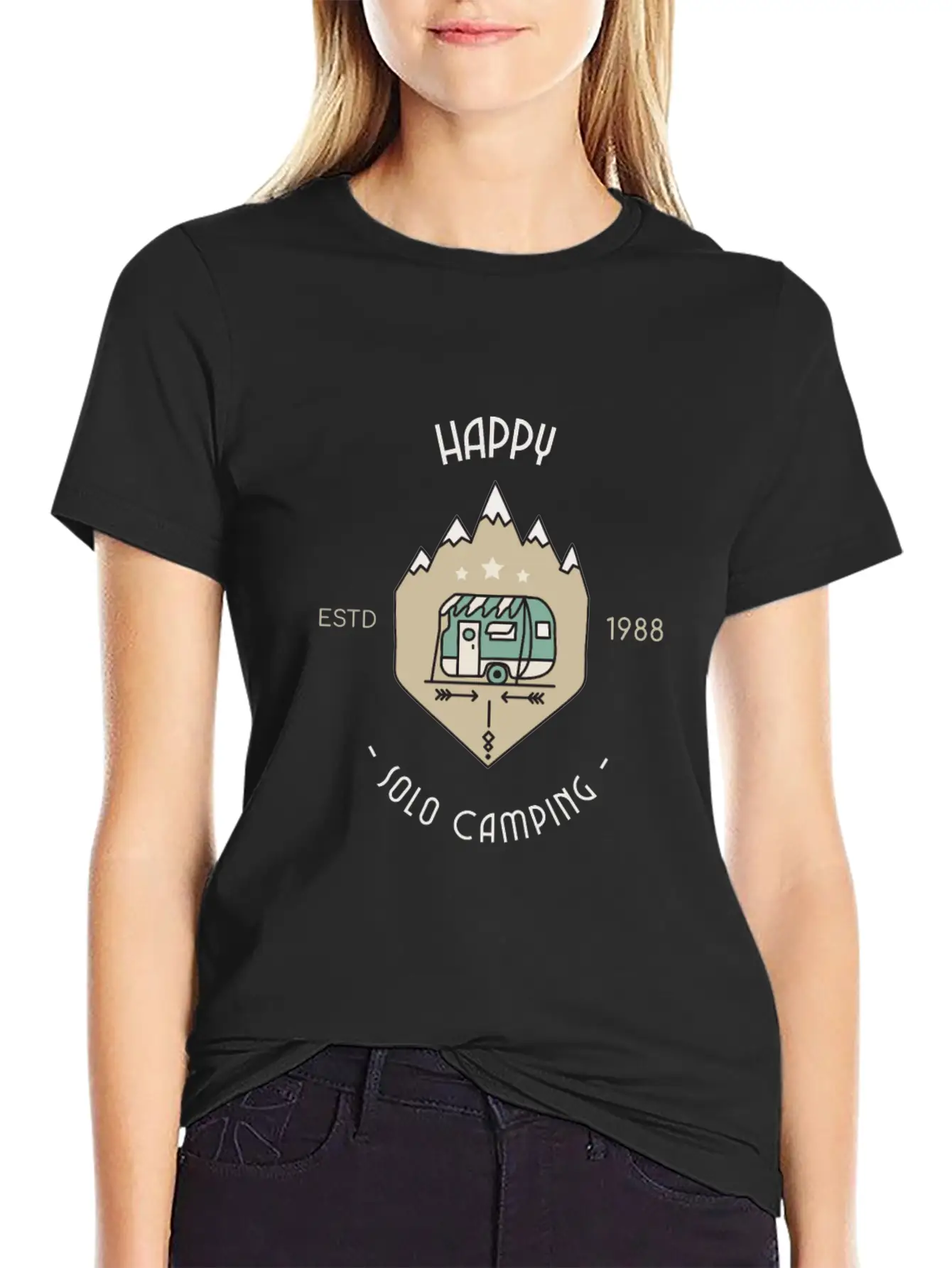 Happy Solo Camping Unisex Casual T-Shirt – Clean Design For Daily Comfort