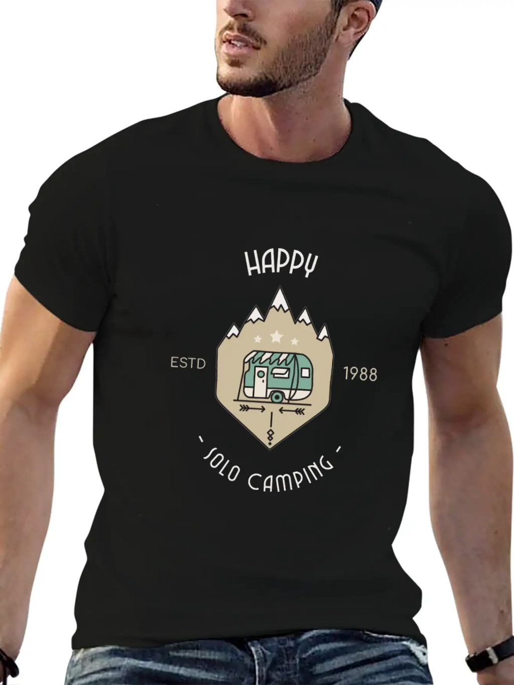 Happy Solo Camping Unisex Casual T-Shirt – Clean Design For Daily Comfort