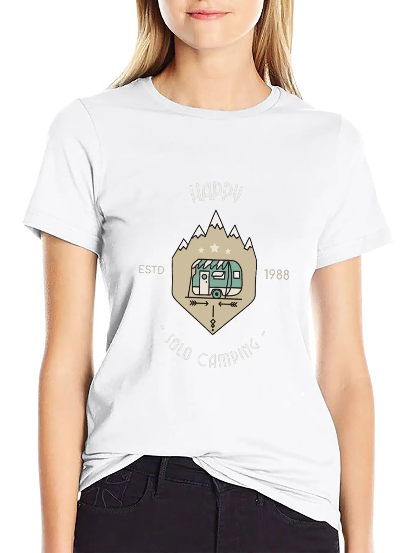 Happy Solo Camping Unisex Casual T-Shirt – Clean Design For Daily Comfort