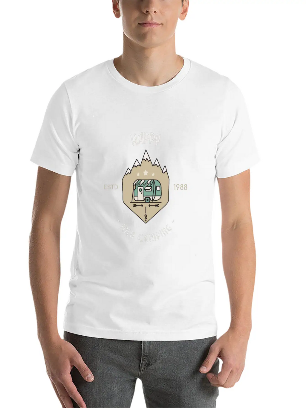 Happy Solo Camping Unisex Casual T-Shirt – Clean Design For Daily Comfort