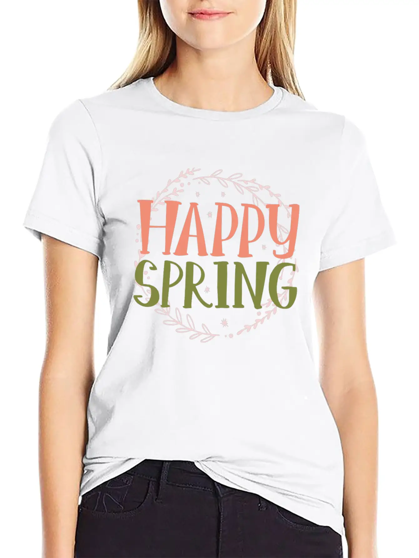 Happy Spring Unisex Short Sleeve Soft Cotton T-Shirt – Casual Everyday Wear