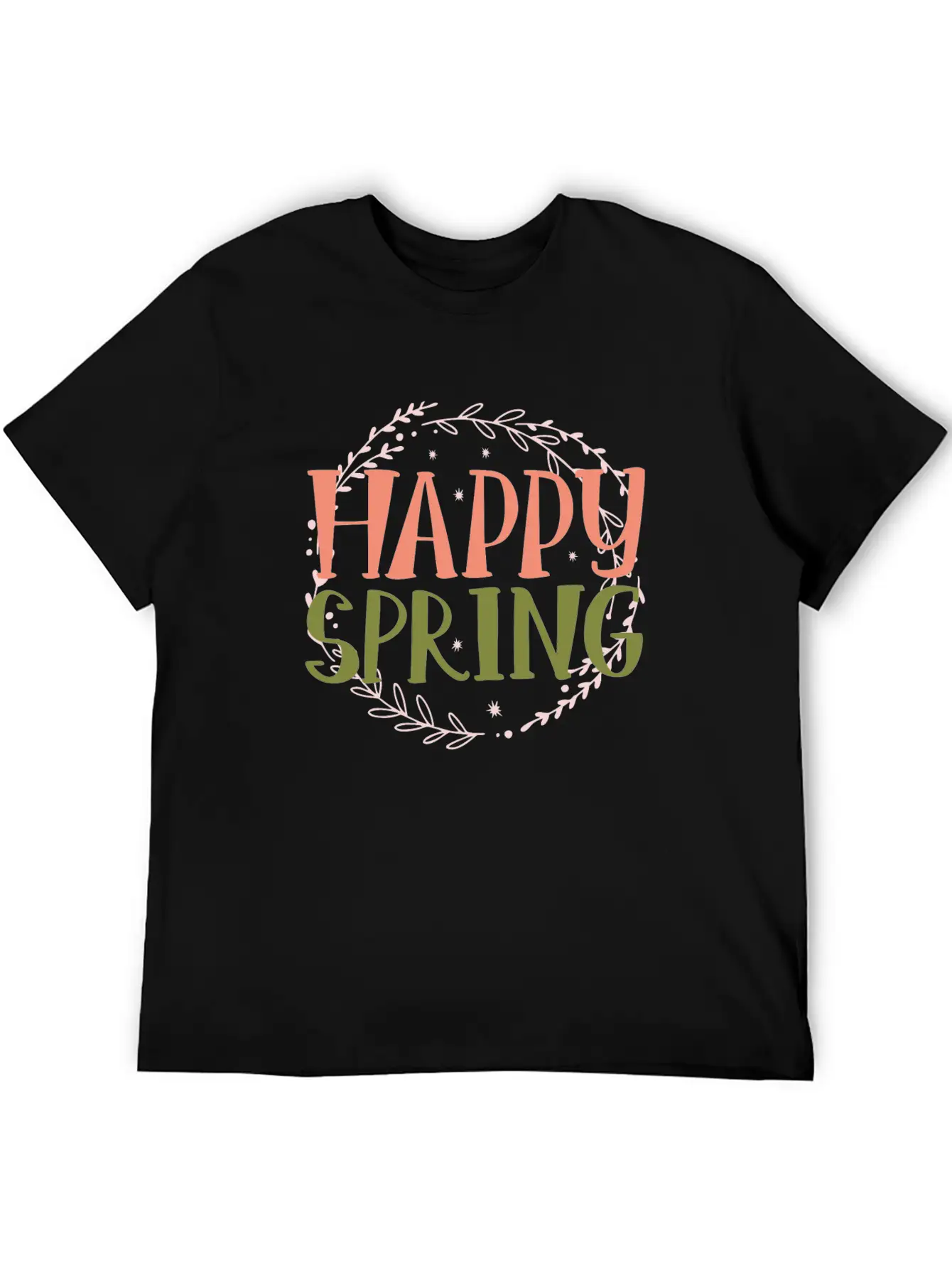 Happy Spring Unisex Short Sleeve Soft Cotton T-Shirt – Casual Everyday Wear
