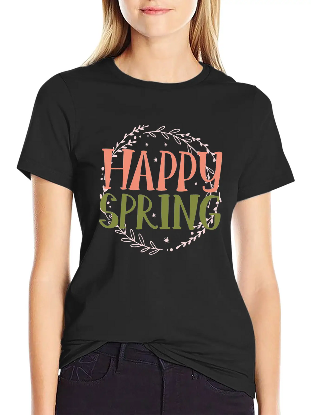 Happy Spring Unisex Short Sleeve Soft Cotton T-Shirt – Casual Everyday Wear