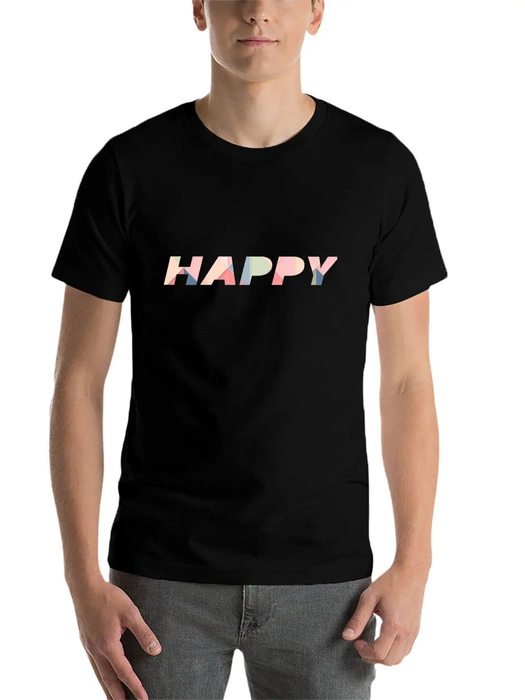 HAPPY Unisex Short Sleeve Soft Cotton T-Shirt – Casual Everyday Wear