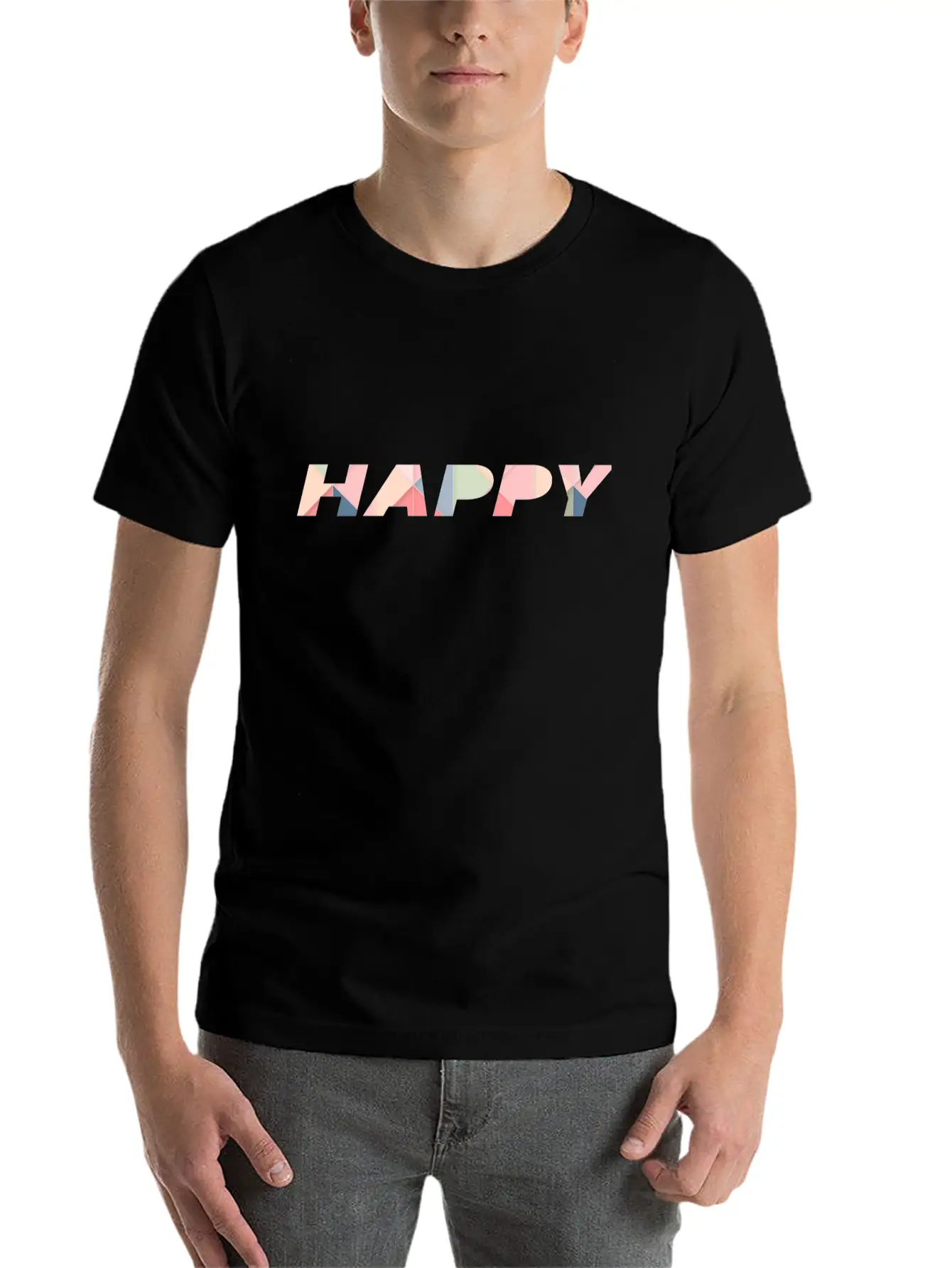 HAPPY Unisex Short Sleeve Soft Cotton T-Shirt – Casual Everyday Wear