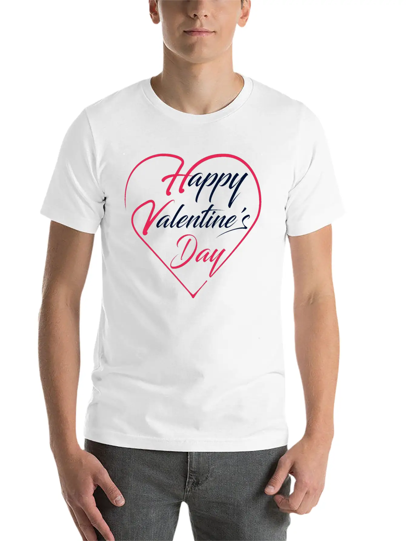 Happy Valentine's Day Unisex Short Sleeve Soft Cotton T-Shirt – Casual Everyday Wear